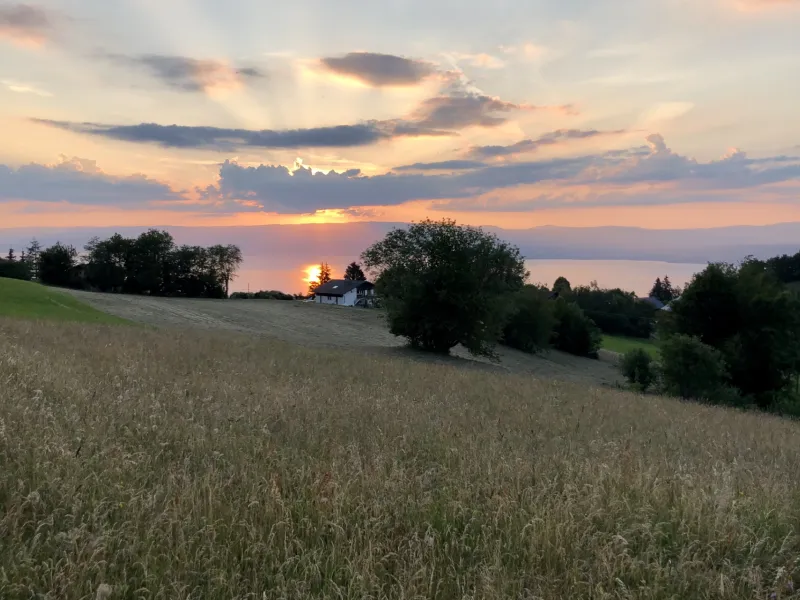 Puesta de sol en el lago Lemán