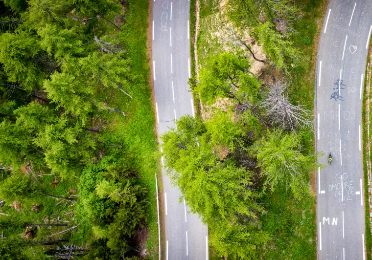 El Col d'Izoard y sus curvas desde el aire